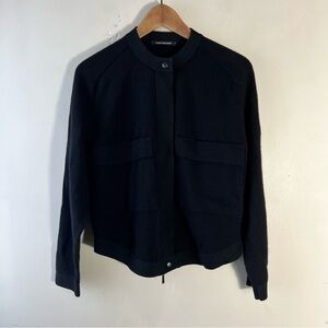 Luisa Cerano black wool-blend jacket with patch pockets Size 4 Full Zip